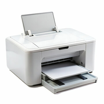 Modern printer device isolated on white background