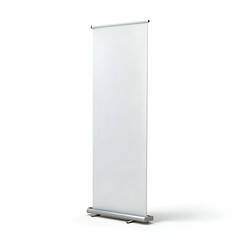 Blank roll up banner stand mockup on white background
