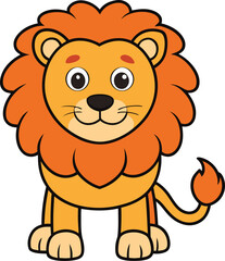 Cute cartoon lion silhouette isolated on white background