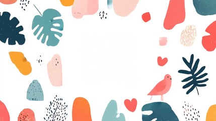 Pastel tropical elements with copy space for text, image or other context. 