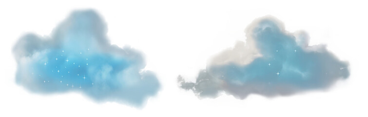 Naklejka premium PNG Dreamy ethereal fluffy clouds, element set on transparent background