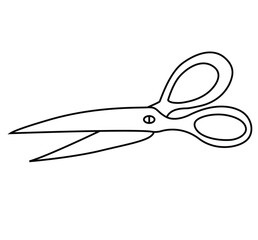 Cute cartoon hand drawn vector Taylor scissors outline.