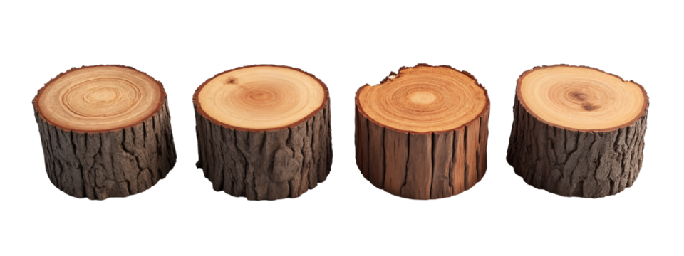 A set of four tree stumps