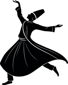 black whirling dervish silhouette dancing clip art preview