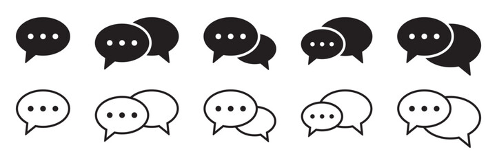 Comment icon, speech bubble symbol. Chat icon. Cloud speech bubbles collection.