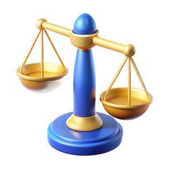 3d realistic scales of justice model isolated on transparent background