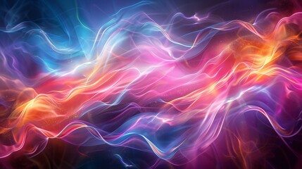 Fototapeta premium Azure light trails dance across an abstract backdrop painting it with colorful luminescence