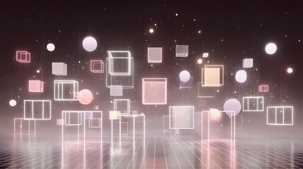 Naklejka premium Futuristic abstract vector backgrounds with vibrant geometric squares, ideal for a sci-fi aesthetic.