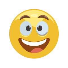 Fototapeta premium Emoji Face smile Very happy satisfied. Emotion 3d cartoon icon. Yellow round emoticon. Vector illustration 