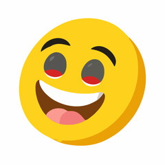Emoji Face smile Very happy satisfied. Emotion 3d cartoon icon. Yellow round emoticon. Vector illustration
