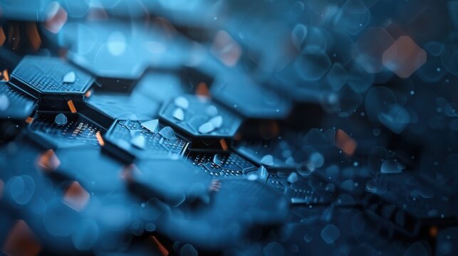 A close-up view of intricate hexagonal patterns emphasizing technological advancements and the relationship between digital design and aesthetic appeal in modern art.