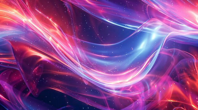 Magenta light trails dance across an abstract backdrop painting it with colorful luminescence