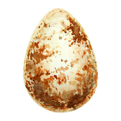 Watercolor illustration of a brown speckled wild bird egg in natural earthy tones. Perfect for spring, Easter, wildlife, and rustic-themed designs. Hand-painted with organic texture.