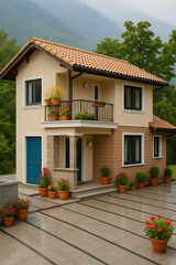 Floral Elegance: Modern House in Bloom