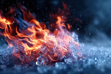 Flames and ice collide in a dramatic display of contrasting elements
