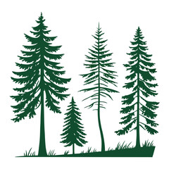 Obraz premium Set of pine tree silhouettes vector