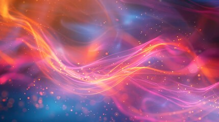 Obraz premium Peach light trails dance across an abstract backdrop painting it with colorful luminescence