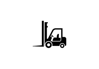 Naklejka premium A simple black forklift icon against a white background in a minimalist style illustration