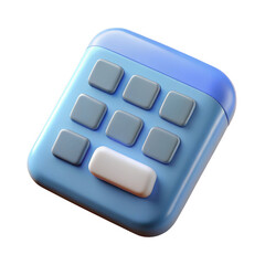 3d render of a blue calculator icon isolated on transparent background