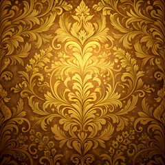 Elegant gold damask wallpaper design.