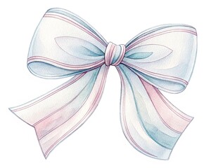 Watercolor illustration of a white fabric Bow