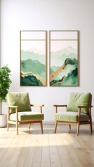 Green Mountain Art in Modern Room.