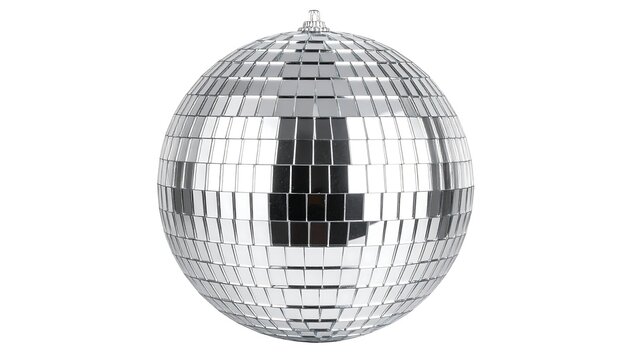 Silver disco ball with white background. - Powered by Adobe
