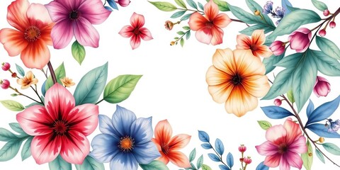 Elegant watercolor wildflower & botanical leaf pattern, perfect for luxury wedding invitations,   elegant design,   greeting card