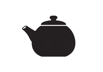Obraz premium A simple black silhouette of a teapot with a lid and spout on a white background studio shot