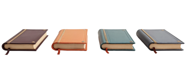A set of four different colored books