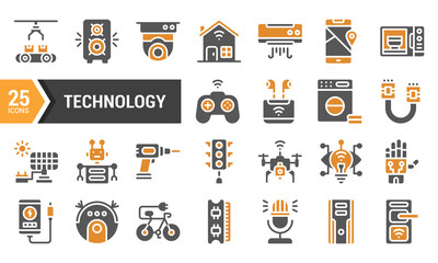 25 Two-Tone Technology Glyph Icons for Your Projects.