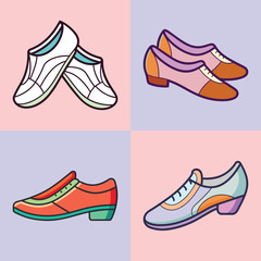 Dance Shoes Illustration  Ballet, Ballroom and Jazz Footwear Vector Icon