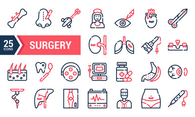 25 Line Icons for Medical and Surgery Design.