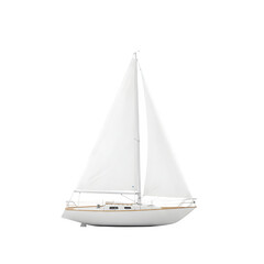 A sailboat with a white sail isolated on white or transparent background. PNG