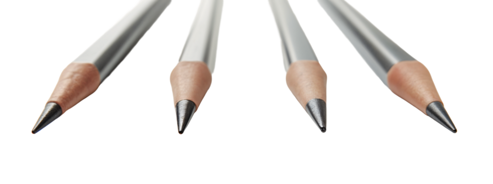 A close up of four pencils