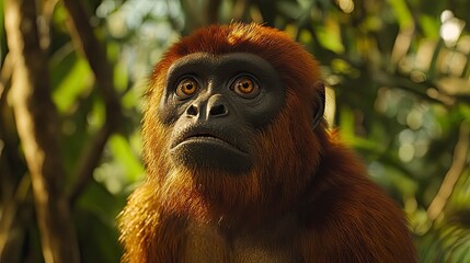 Close-up of a curious monkey in a jungle