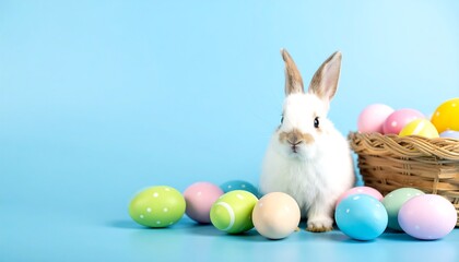 Easter Bunny with Pastel Eggs.