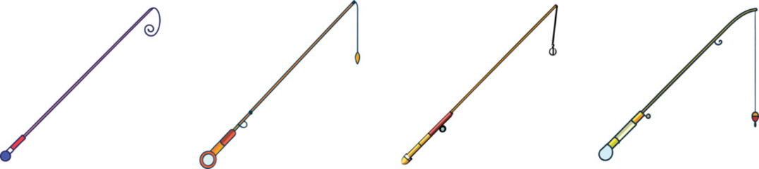 Fishing Rod Illustration Angler Equipment and Sport Fishing Vector Icon