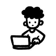 working work from home png cartoon handwrite design cute decoration handwrite art and clipart outline element