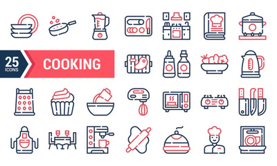 25 Line Icons for Cooking and Kitchen Design.
