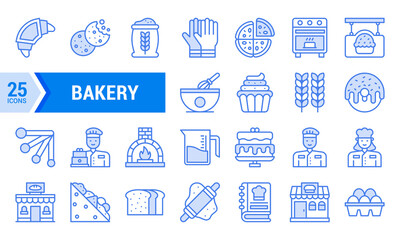 Blue Line Icons: 25 Bakery Elements for Your Design Project.