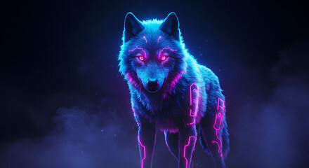 futuristic wolf or cybernetic wolf