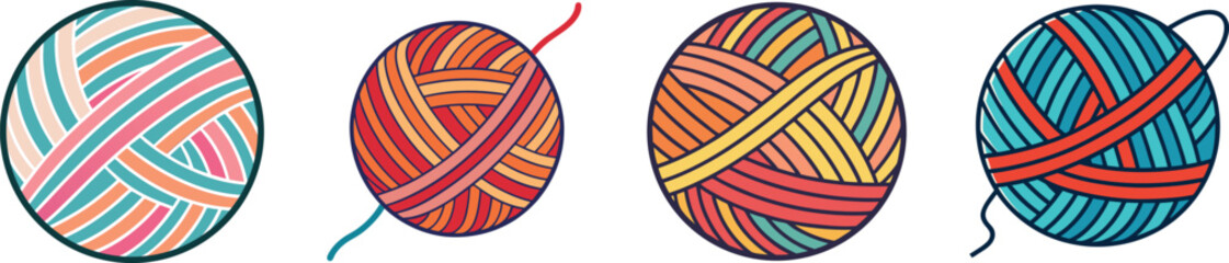 Flat Knitting Yarn Illustration Wool, Crochet, and Handmade Craft Vector Icon