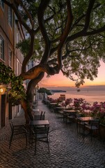 Outside café in Portugal