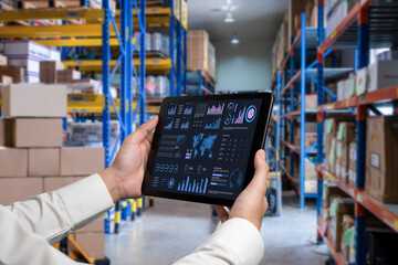 Plakat Business data dashboard provide business intelligence analytic for marketing strategy planning snugly with big data set to analyze customer demands and foreseeing business future
