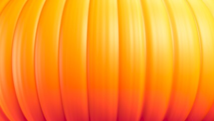 Closeup stylized pumpkin surface in bright orange yellow colors with smooth ridges. Festive background for Halloween banners, posters, invitation, seasonal greetings or fall harvest theme. 3d render