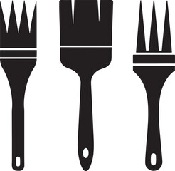 Paint brush set silhouette isolated on white background