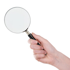 Hand Holding Magnifying Glass on transparent background png