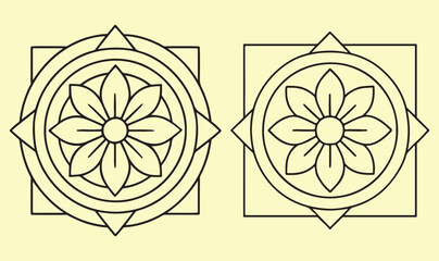 Floral Mandala Design Elements Geometric Vector Illustrations