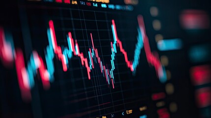 Close-up of financial chart on monitor